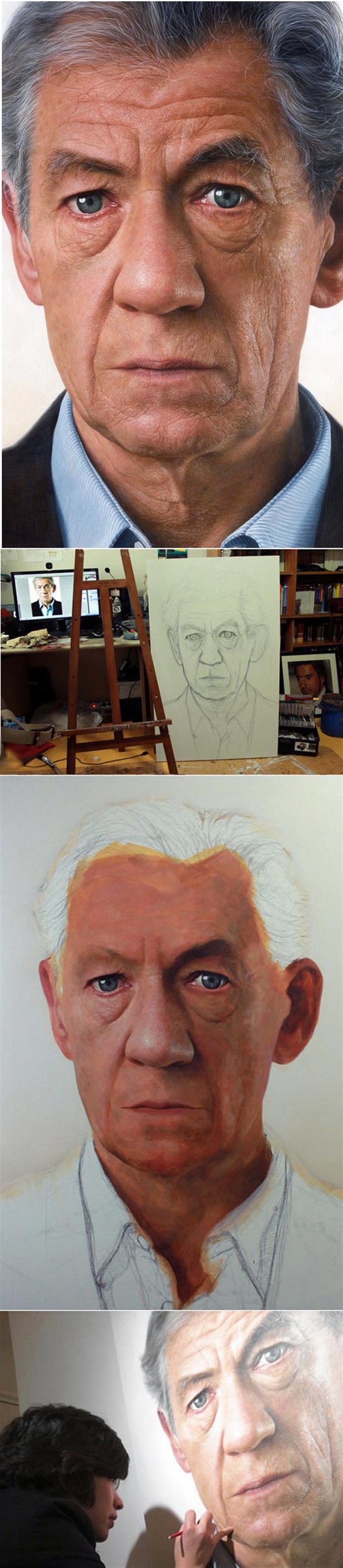 Portrait of Sir Ian McKellen by Joongwon Charles Jeong Real Painting