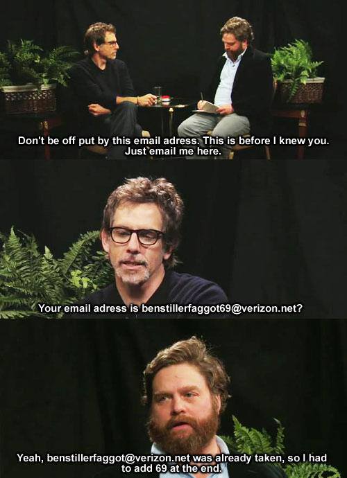 Ben Stiller and Zach Galifianakis - email joke 