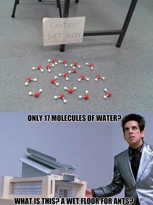 Caution wet floor - Only 17 molecules of water ?