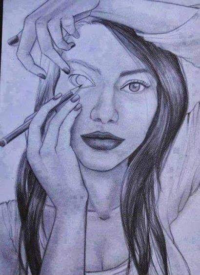 Drawing of girl drawing her self