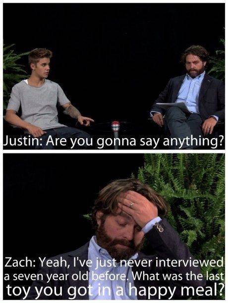 Justin Bieber interviewed by Zach Galifianakis best moment