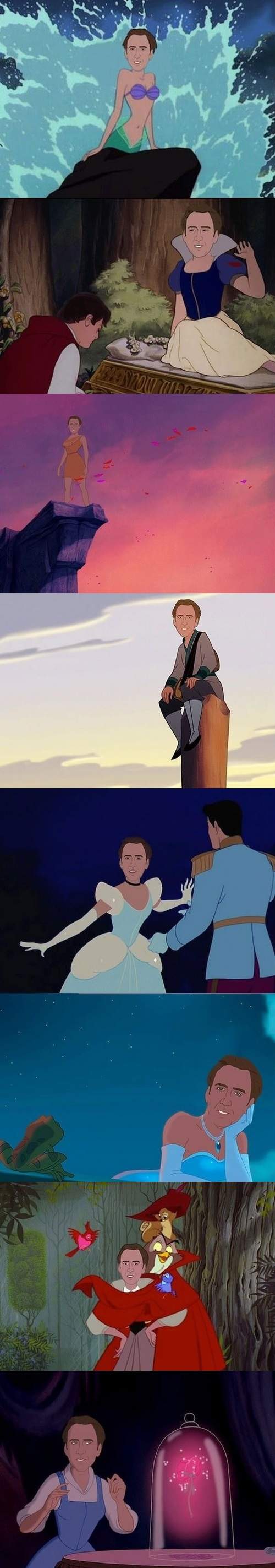 Nicolas Cage As Every Disney Princess