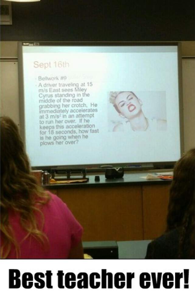 Physics problem with Miley Cyrus 