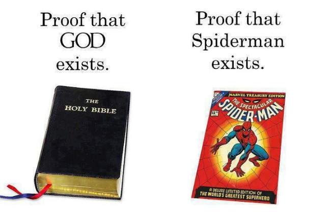 Proof that GOD exists and Proof that Spiderman exists