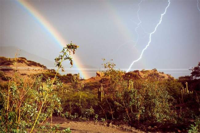 Rainbow and thunder in one picture