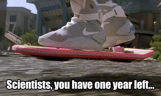 Scientist you have one year left to invent Hoverboard