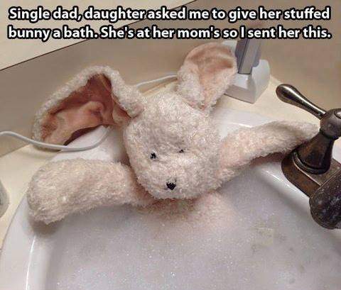 Stuffed Bunny In Bath.