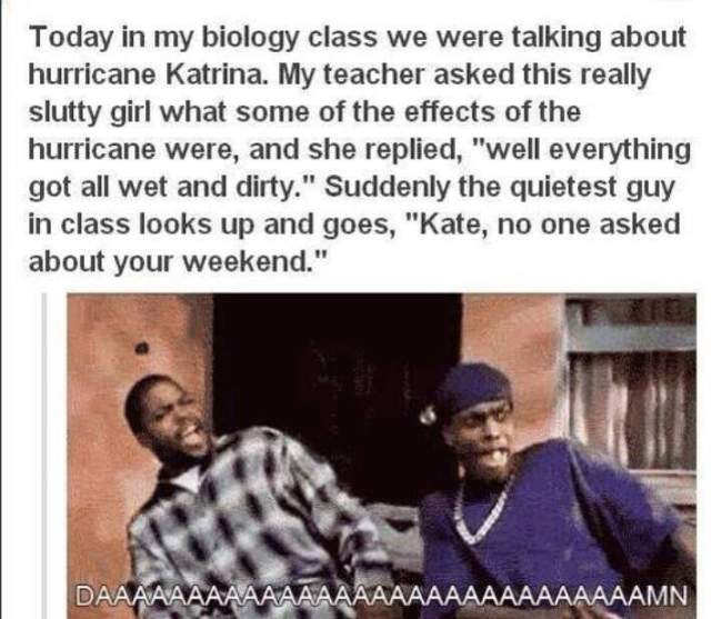 Sunny story; biology class hurricane Katrina