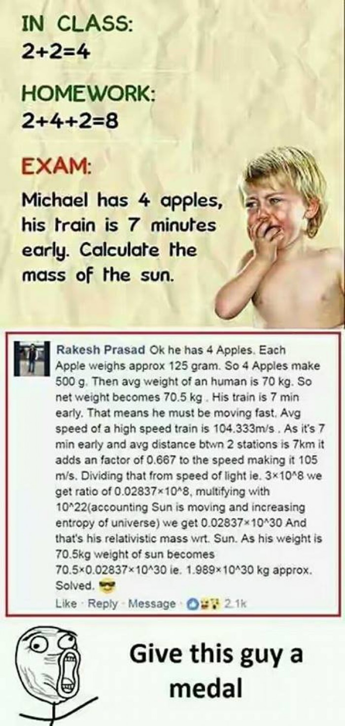 In Class vs. Homework vs. Exam (comment)