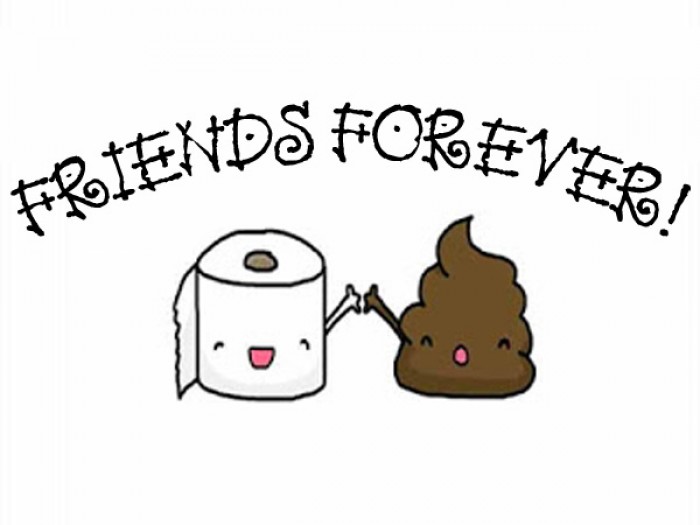 Friends forever - Poop and toilet paper roll print.