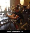 Arnold still pumping iron