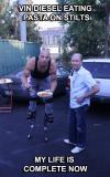 Vin Diesel Eating Pasta On Stilts